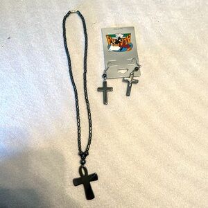 Cross Necklace and Cross Earrings
